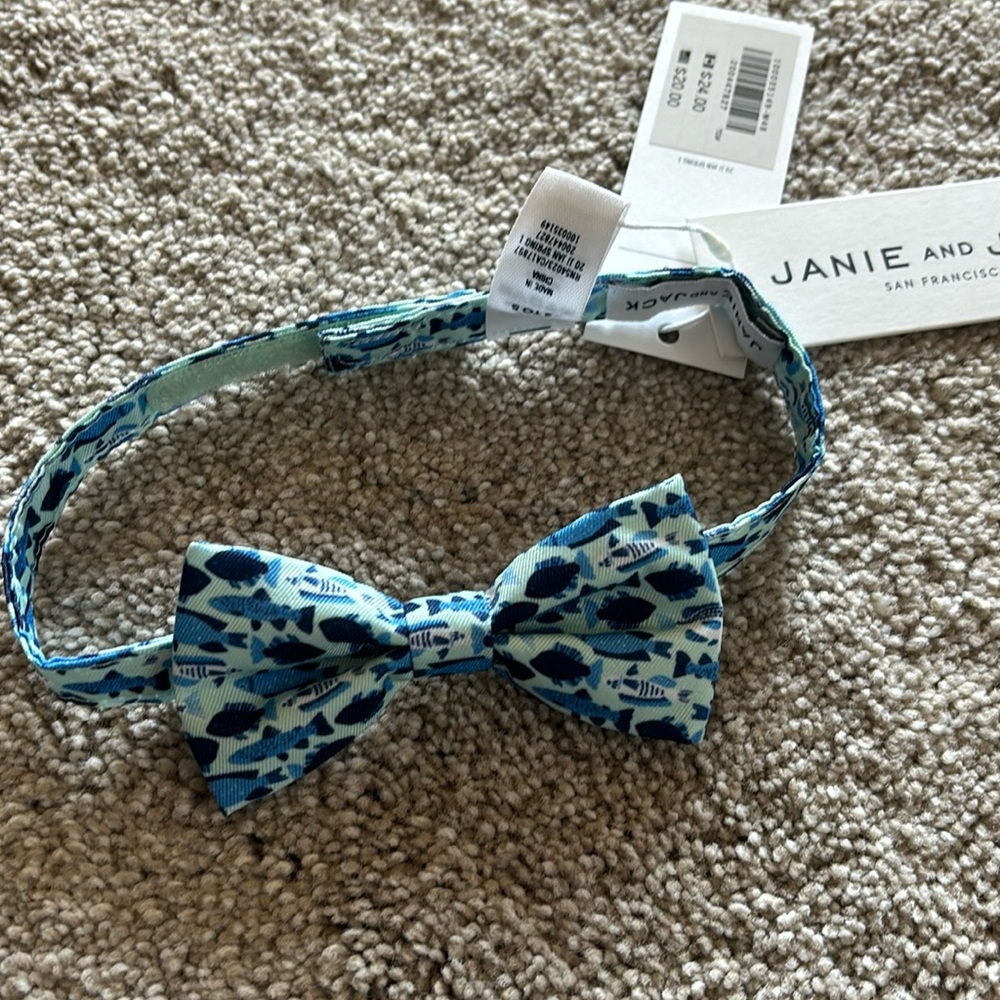 Blue fish bow tie